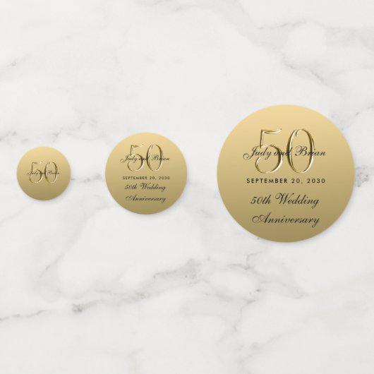 Faux Metallic Goud Zwart 50ste bruiloft Jubileum Confetti (Voorkanten)