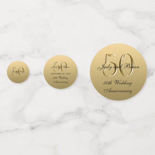 Faux Metallic Goud Zwart 50ste bruiloft Jubileum Confetti (Achterkanten)