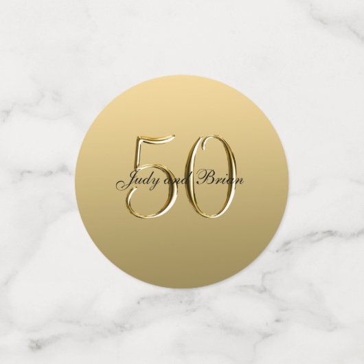 Faux Metallic Goud Zwart 50ste bruiloft Jubileum Confetti (Kleine voorkant)