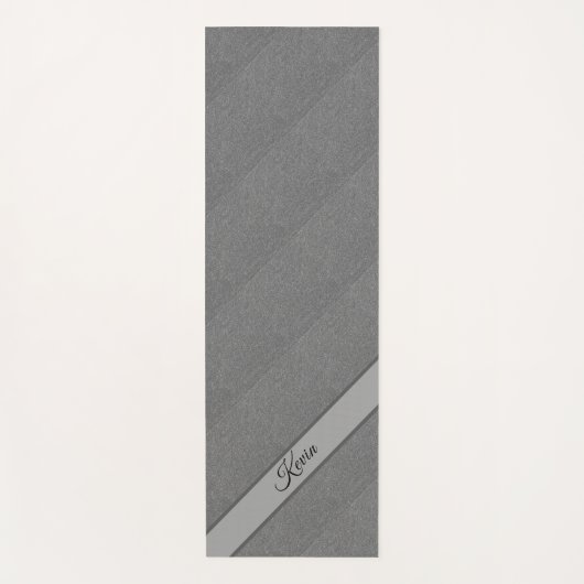 Faux Metallic Gray Textured Diagonal Art Add Name Yogamat (Voorkant)