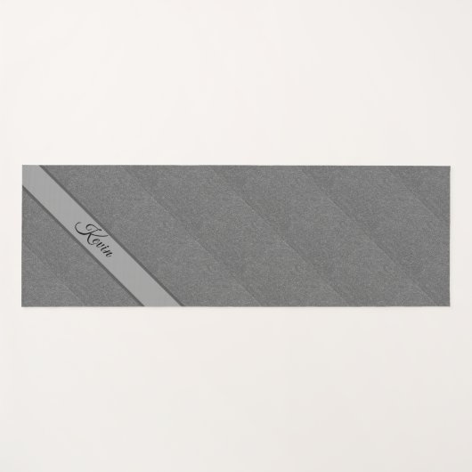 Faux Metallic Gray Textured Diagonal Art Add Name Yogamat (Voorkant (horizontaal))