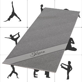 Faux Metallic Gray Textured Diagonal Art Add Name Yogamat
