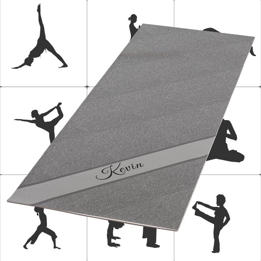 Faux Metallic Gray Textured Diagonal Art Add Name Yogamat