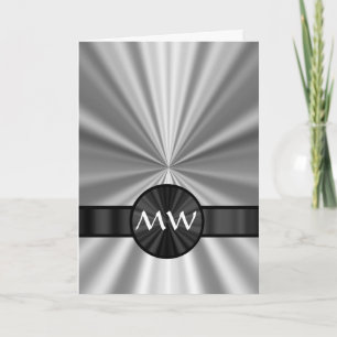Faux metallic monogram notitiekaartje