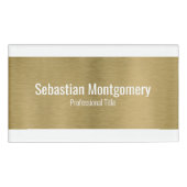 Faux Metallic Professional, geborsteld Gold zwarte Naambadge (Voorkant)