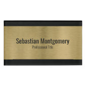 Faux Metallic Professional, geborsteld Gold zwarte Naambadge (Voorkant)