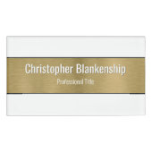 Faux Metallic Professional, geborsteld Gold zwarte Naambadge (Voorkant)