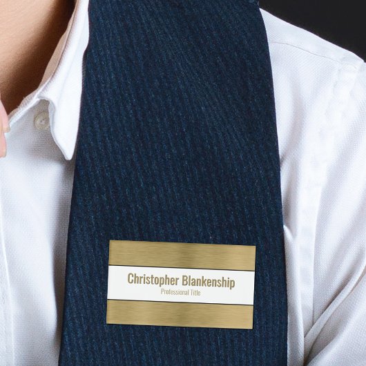 Faux Metallic Professional, geborsteld Gold zwarte Naambadge