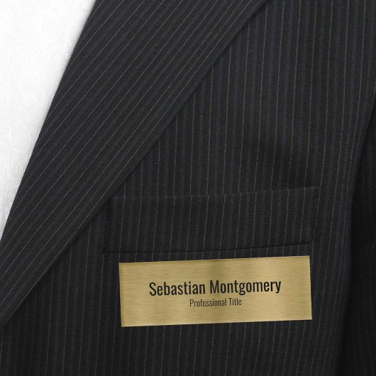 Faux Metallic Professional, geborsteld Gold zwarte Naambadge