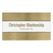 Faux Metallic Professional, geborsteld Gold zwarte Naambadge (Voorkant)