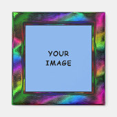 Faux Metallic Rainbow Border Foto Magneet (Voorkant)