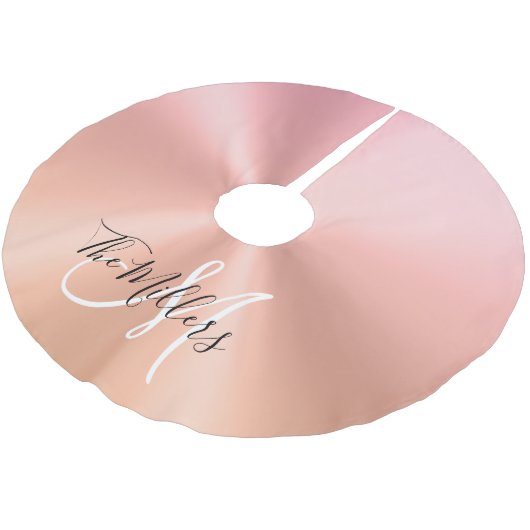 Faux Metallic Roos Gold Gradient Family Monogram Kerstboom Rok (Gekanteld)