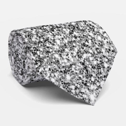Faux Metallic Silver Glitter Party Stropdas (Opgerold)