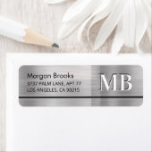 Faux Metallic Silver Name Address & Large Monogram Etiket (Insitu)