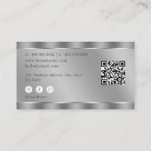 Faux Metallic Silver QR Code Minimalist Visitekaartje (Achterkant)