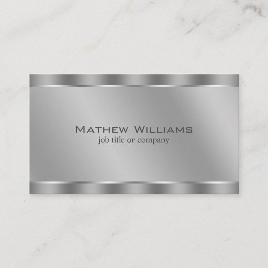 Faux Metallic Silver QR Code Minimalist Visitekaartje (Voorkant)