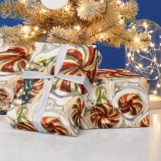 Faux Metallic Snoep Pattern Glossy wrapting paper Cadeaupapier (Feestdagen)