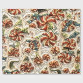 Faux Metallic Snoep Pattern Glossy wrapting paper Cadeaupapier (Vlak)