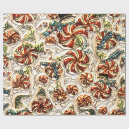 Faux Metallic Snoep Pattern Glossy wrapting paper Cadeaupapier (Vlak)