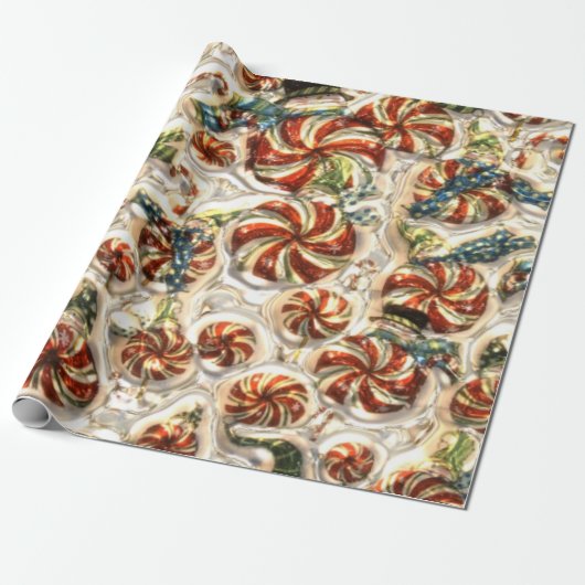 Faux Metallic Snoep Pattern Glossy wrapting paper Cadeaupapier (Uitgerold)