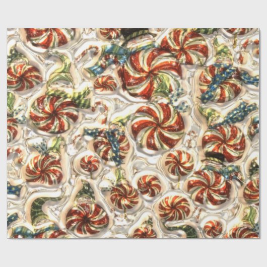 Faux Metallic Snoep Pattern Glossy wrapting paper Cadeaupapier (Vlak)