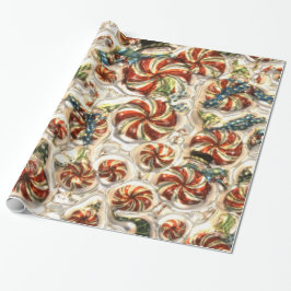 Faux Metallic Snoep Pattern Glossy wrapting paper Cadeaupapier