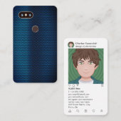 Faux Metallic Steel Phone Hoesje & Instagram Style Visitekaartje (Voorkant / Achterkant)