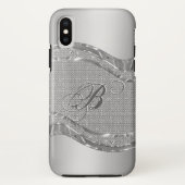 Faux metallic zilver look met diamanten patroon Case-Mate iPhone case (Achterkant)