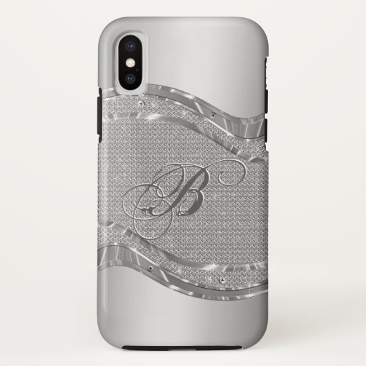 Faux metallic zilver look met diamanten patroon Case-Mate iPhone case (Achterkant)
