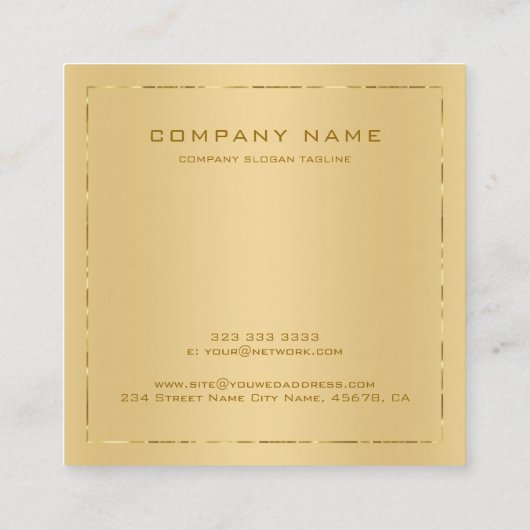 Faux métallifères gouden achtergrond glanzend goud vierkante visitekaartje (Achterkant)