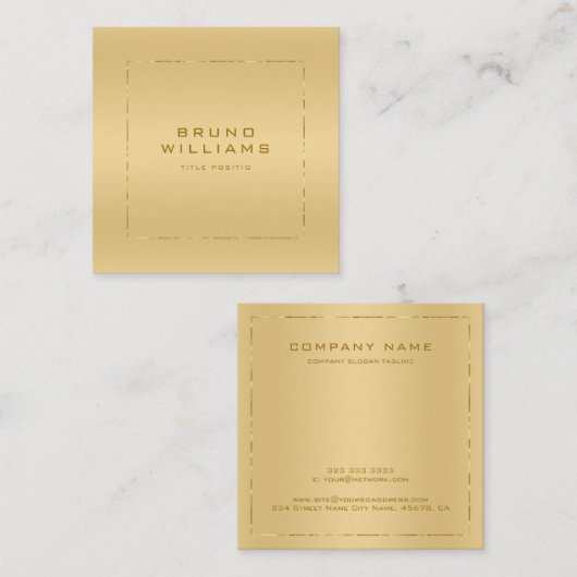 Faux métallifères gouden achtergrond glanzend goud vierkante visitekaartje (Voorkant / Achterkant)
