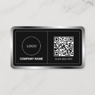 Faux metallisch lijst met logo en code visitekaartje