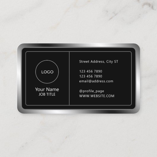 Faux metallisch lijst met logo en code visitekaartje (Achterkant)