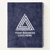 Faux Midnight Blue Leather Moderne Business Logo Notitieboek (Achterkant)