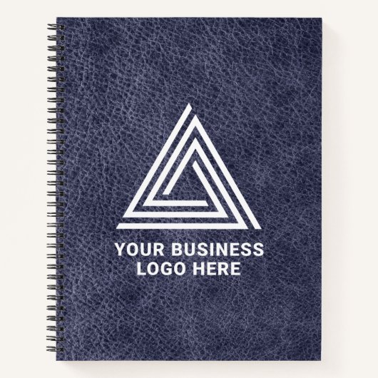Faux Midnight Blue Leather Moderne Business Logo Notitieboek (Voorkant)