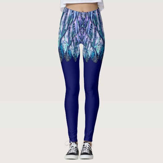 Faux Mini Feathers Rok Grappige Leggings (Voorkant)