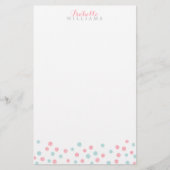 Faux Mint en Roze Glitter Confetti Stippen Briefpapier (Voorkant)
