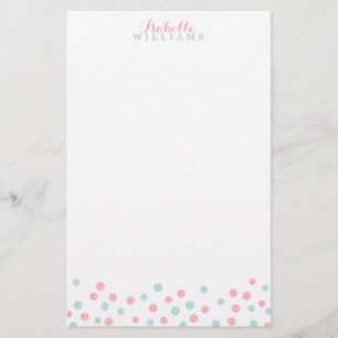 Faux Mint en Roze Glitter Confetti Stippen Briefpapier