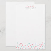 Faux Mint en Roze Glitter Confetti Stippen Briefpapier (Voorkant / Achterkant)
