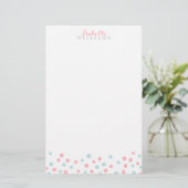 Faux Mint en Roze Glitter Confetti Stippen Briefpapier (Staand voorkant)