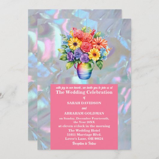 Faux Moeder van de Parel iriserende bruiloft Kaart (Voorkant / Achterkant)