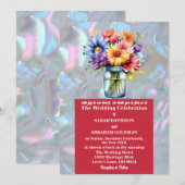 Faux Moeder van de Parel iriserende bruiloft Kaart (Voorkant / Achterkant)