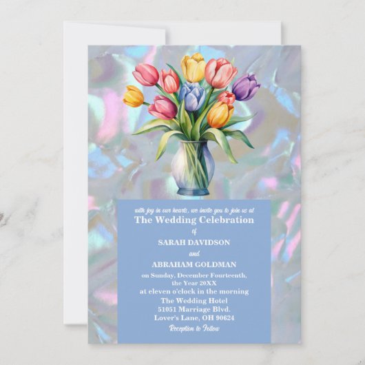 Faux Moeder van de Parel iriserende bruiloft Kaart (Voorkant)