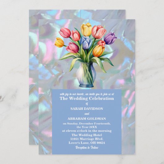 Faux Moeder van de Parel iriserende bruiloft Kaart (Voorkant / Achterkant)