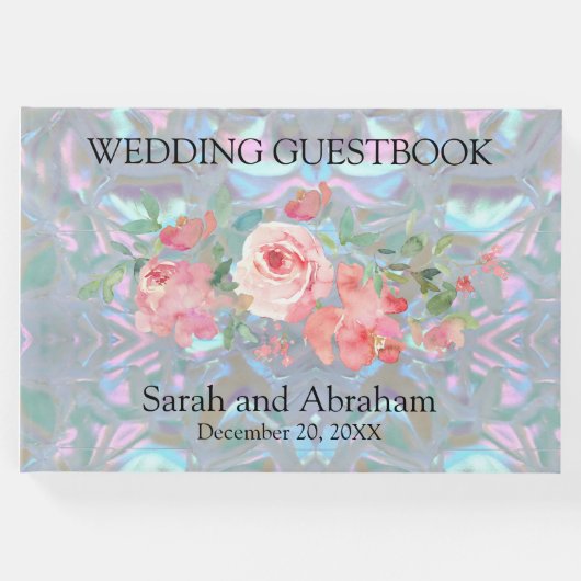 Faux Moeder van Pearl Wedding Guestbook Gastenboek (Voorkant)