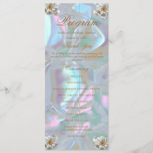 Faux Moeder van Pearl Wedding Programma (Voorkant)