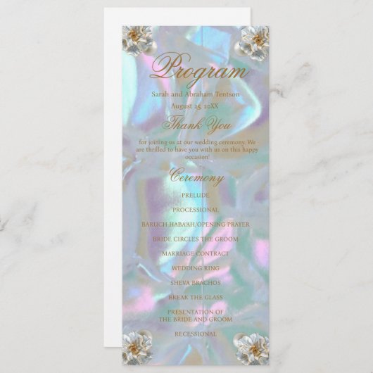 Faux Moeder van Pearl Wedding Programma (Voorkant / Achterkant)