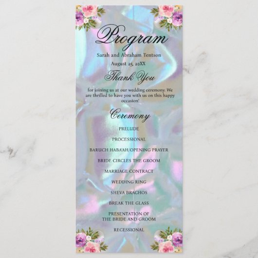 Faux Moeder van Pearl Wedding Programma (Voorkant)