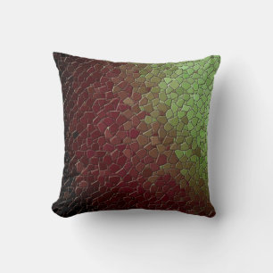 Faux Mosaic Burgandy Green Hue Kussen