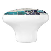 Faux Mosaic Turquoise Blue Ocean Wave Abstract Keramische Knop (Zijkant)